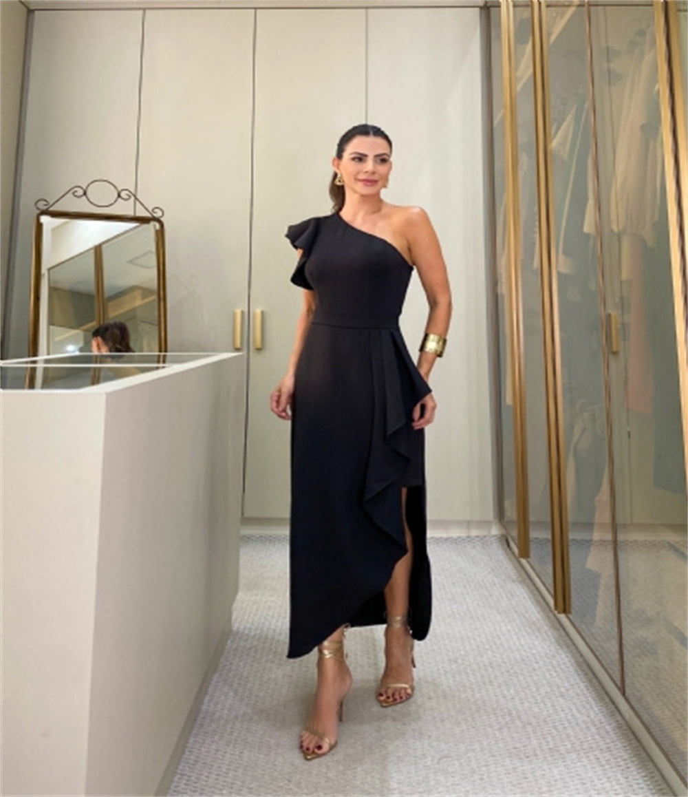 WHITE/BLACK MIDI DRESS