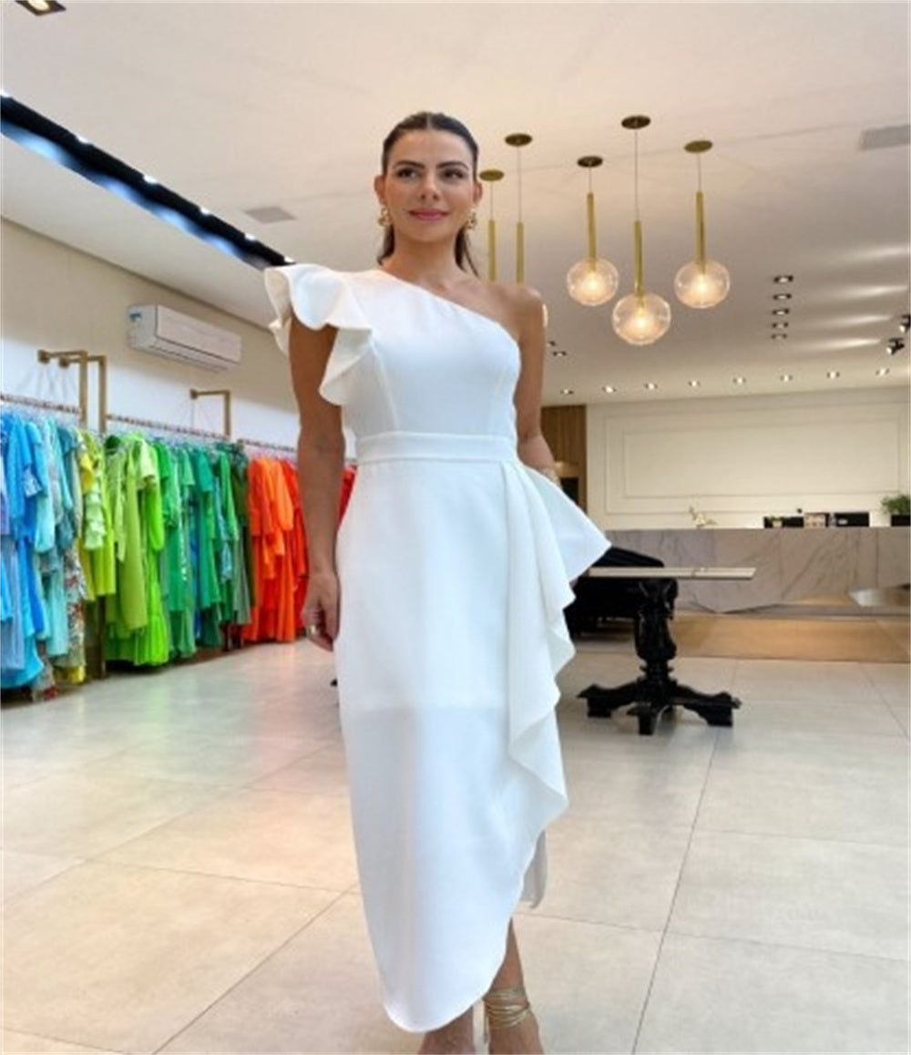 WHITE/BLACK MIDI DRESS