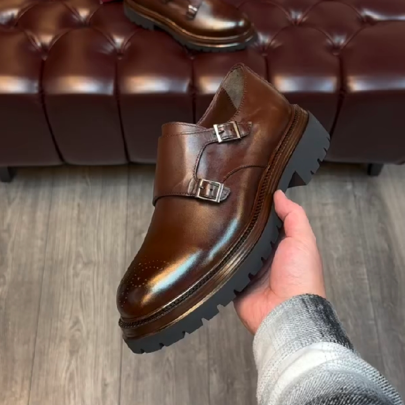 Men's Thick Bottom Double Buckle Monks