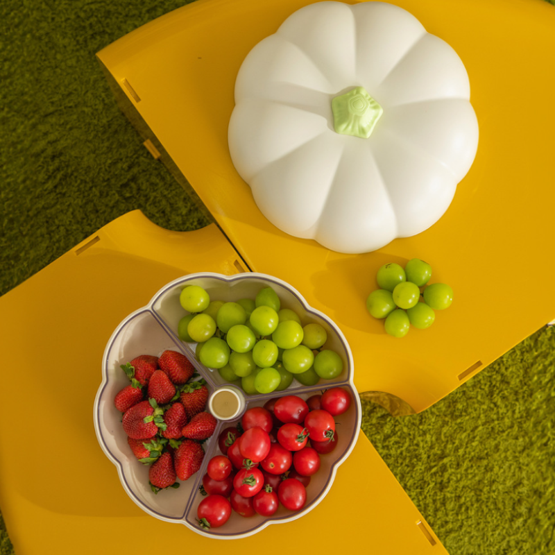 Large Pumpkin Compartment Fruit Basket Snack Plate