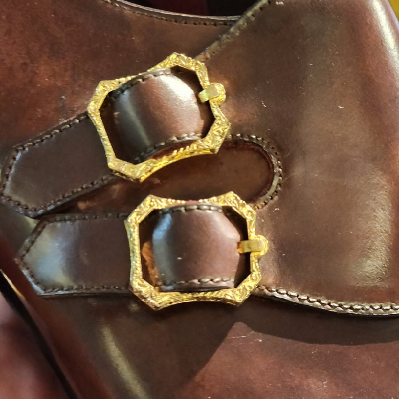 Handmade Classic Brown Double Monk With Monks