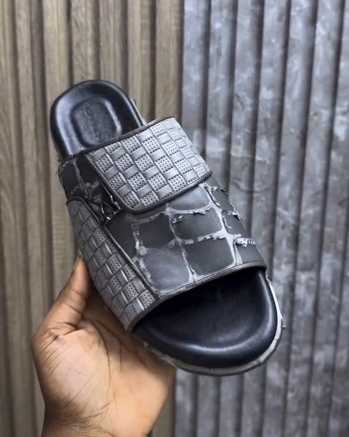 Stylish Patchwork Leather Slippers