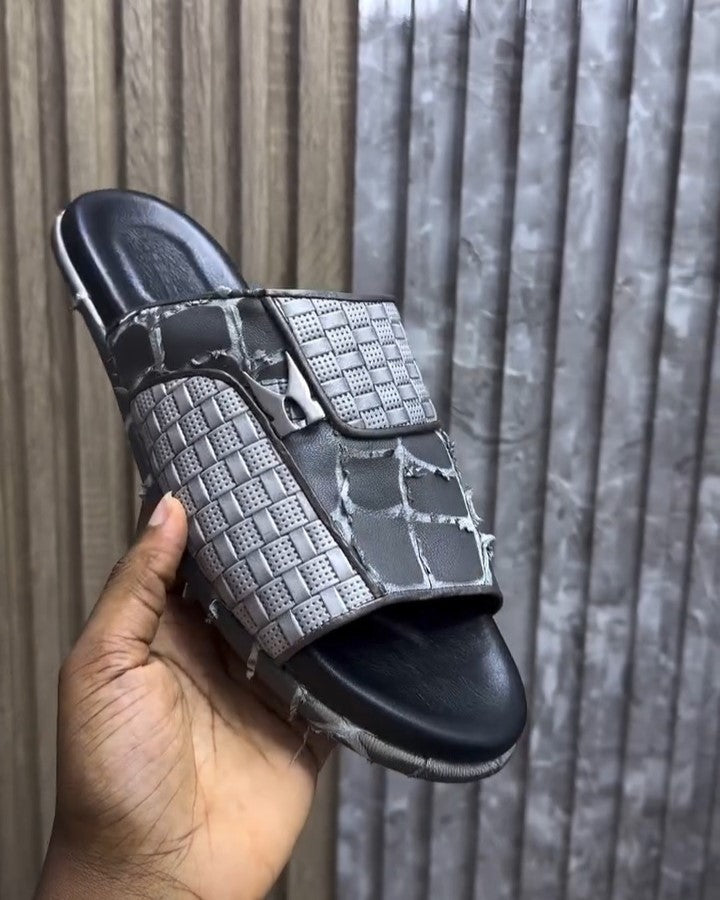 Stylish Patchwork Leather Slippers