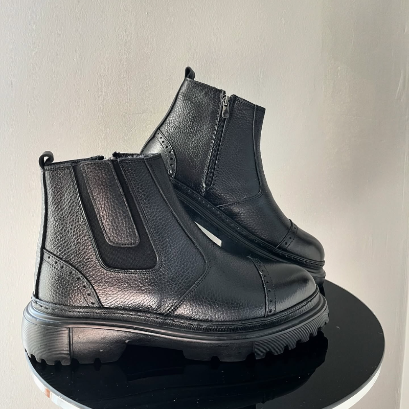 Genuine Leather Side-Zip Fleece-Lined Boots