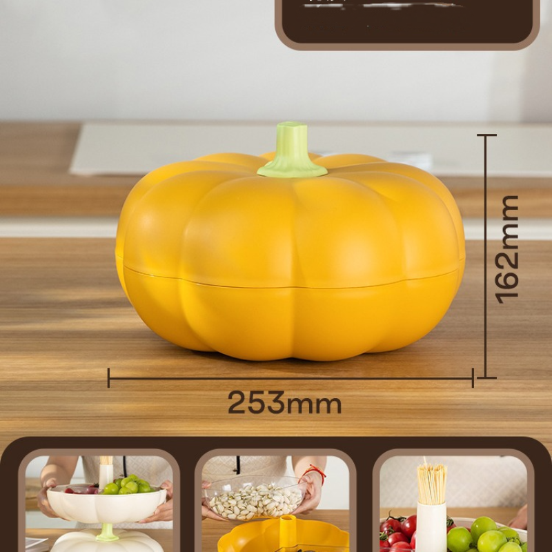 Large Pumpkin Compartment Fruit Basket Snack Plate