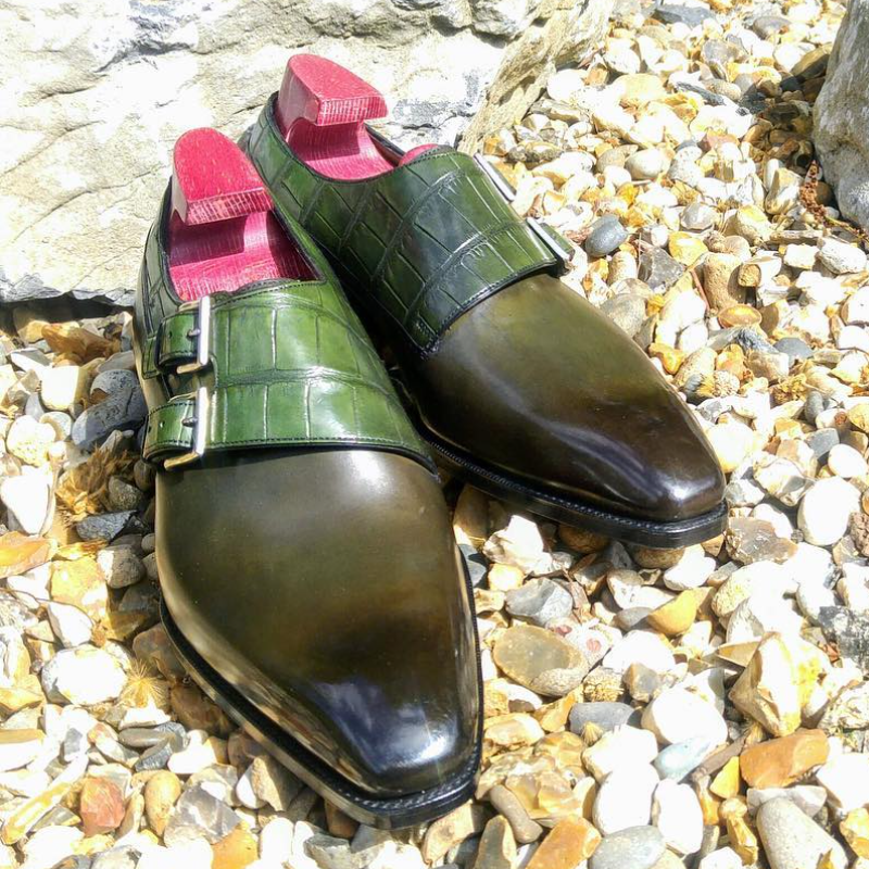 Classic Crocodile Leather Formal Monk