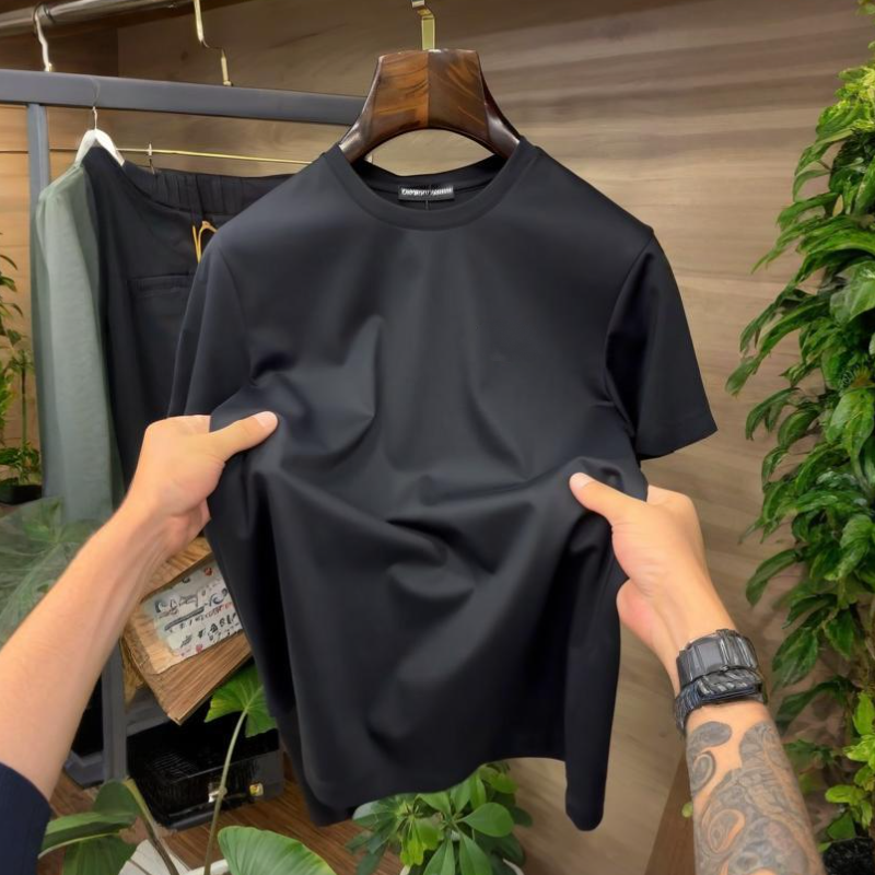 Men's Black Fashion Simple Short Sleeve