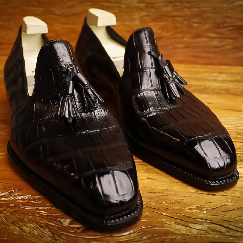 Handmade Crocodile Classic Tasseled Loafers