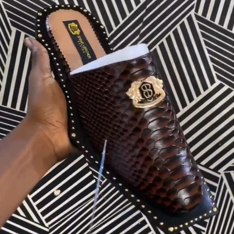 Handmade Crocodile Leather Casual Half Slippers