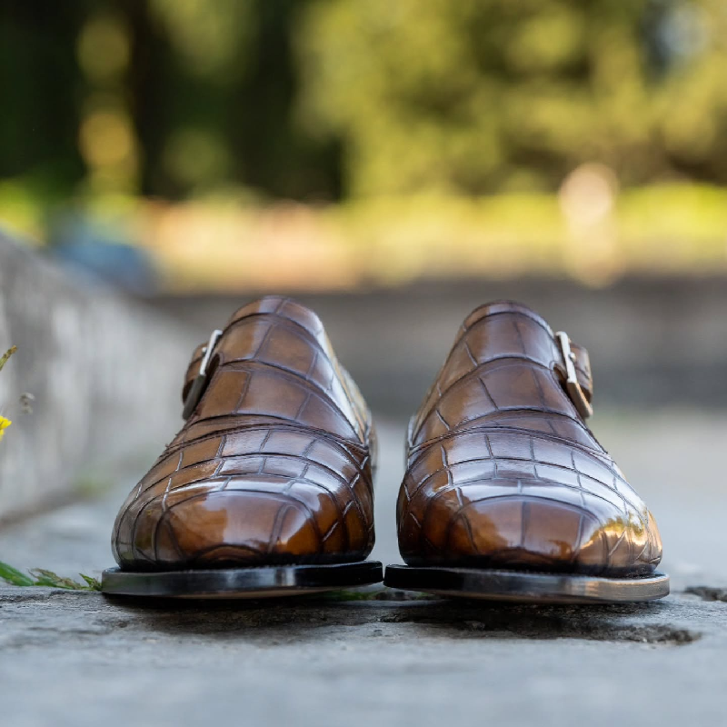 Handmade Crocodile Monk Dress Shoes