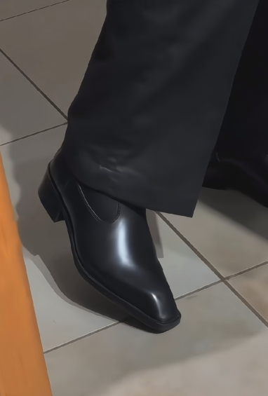 Squared-Toe Leather Chelsea Dress Boots