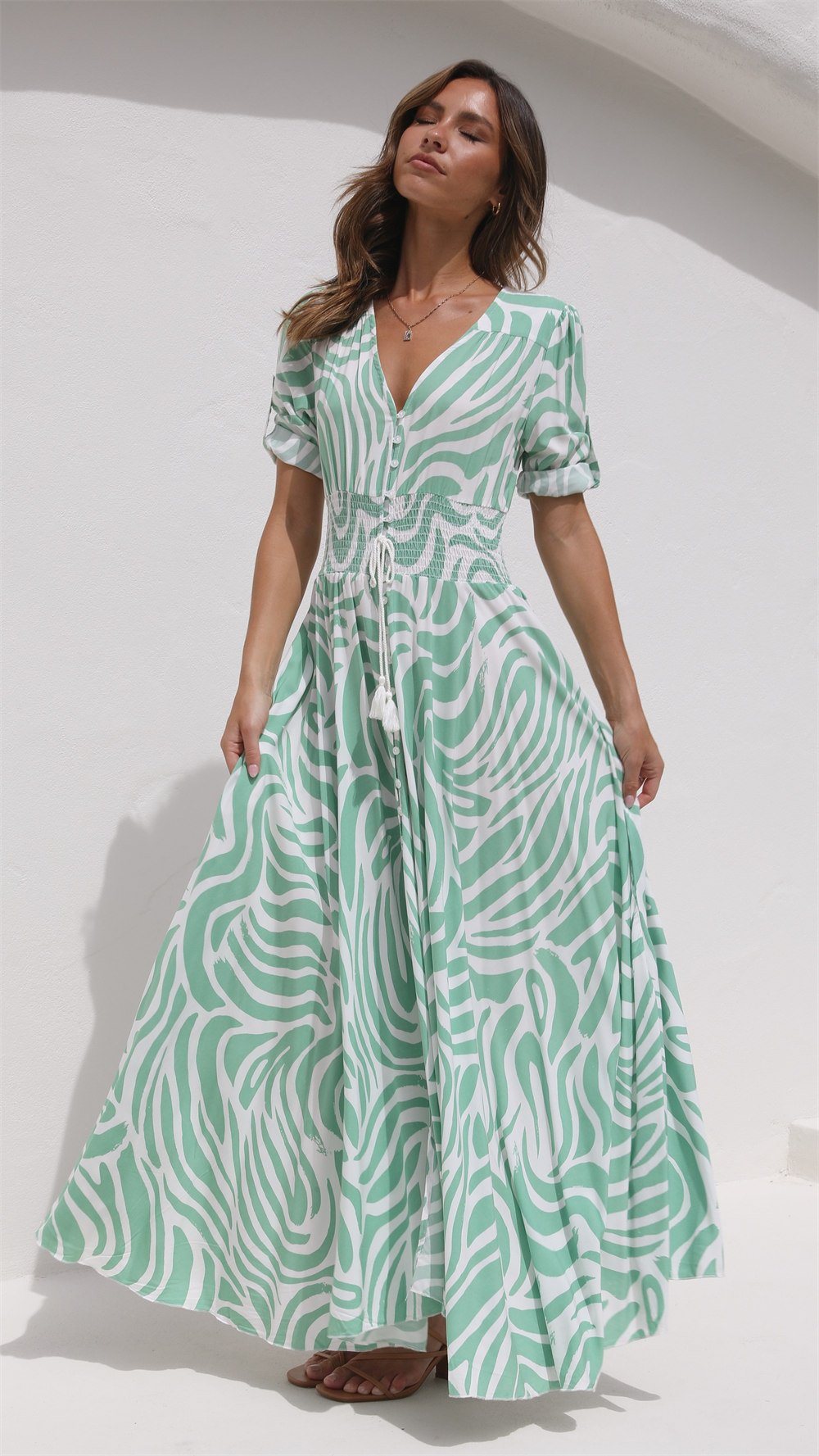 Maxi Dress - Matcha Print