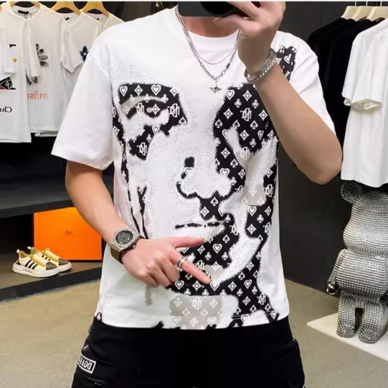 2024 new design short-sleeved T-shirt loose men's summer half-sleeve