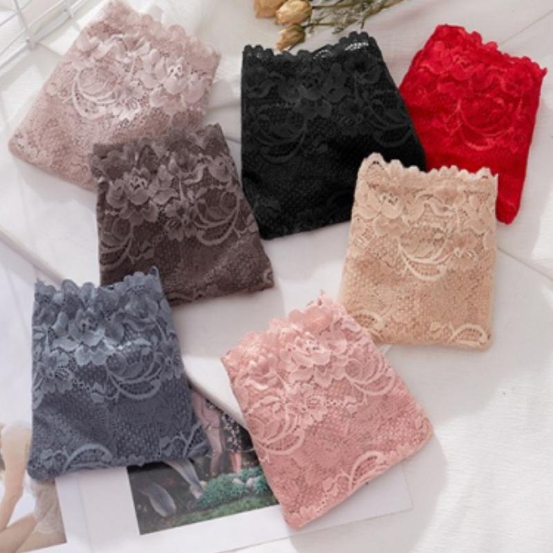 Sexy tummy-control panties for women mid-waist lace large size pure cotton antibacterial
