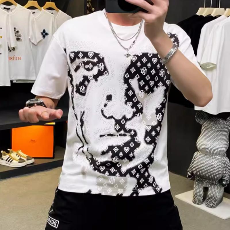 2024 new design short-sleeved T-shirt loose men's summer half-sleeve