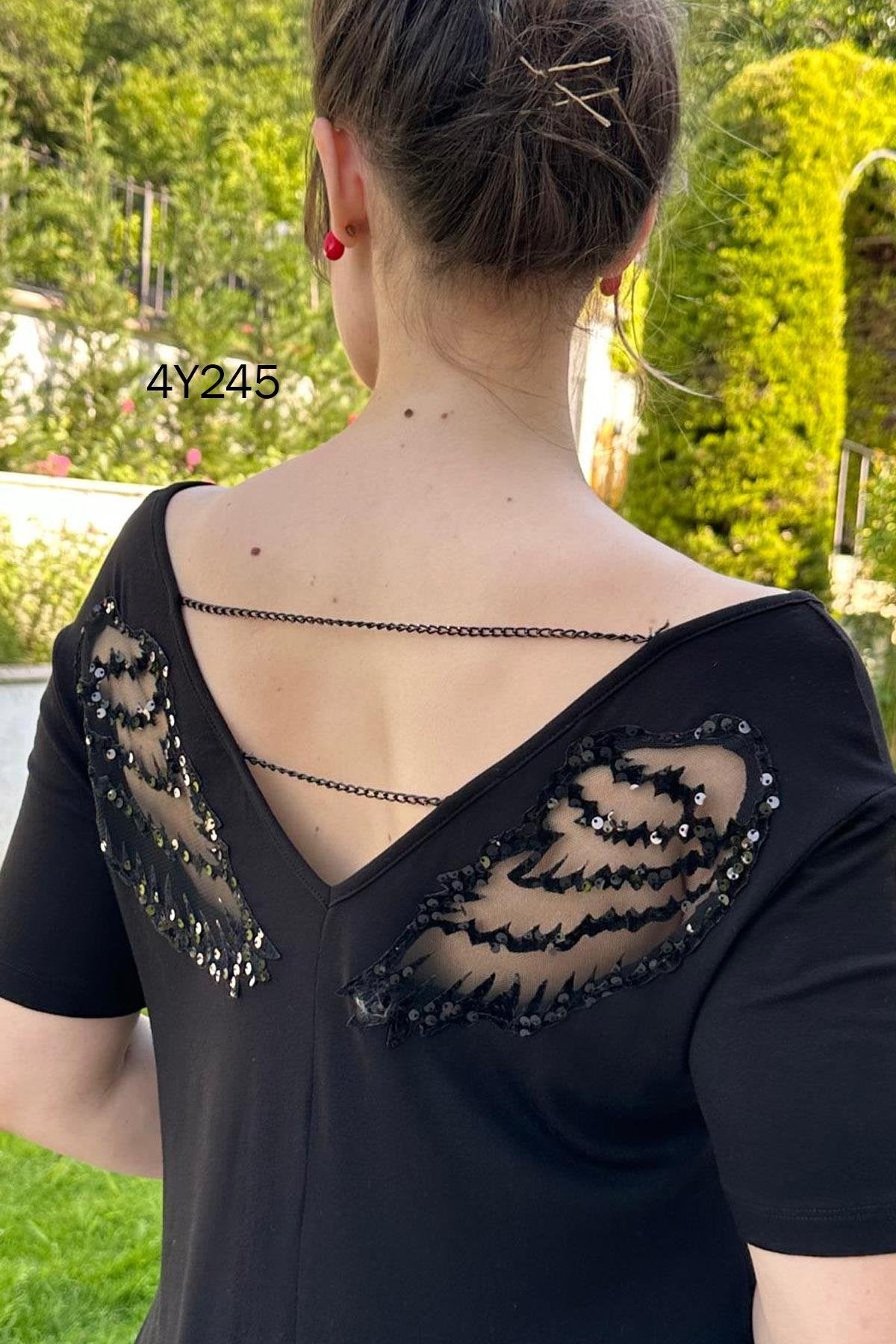 Angel wings chain detail dress