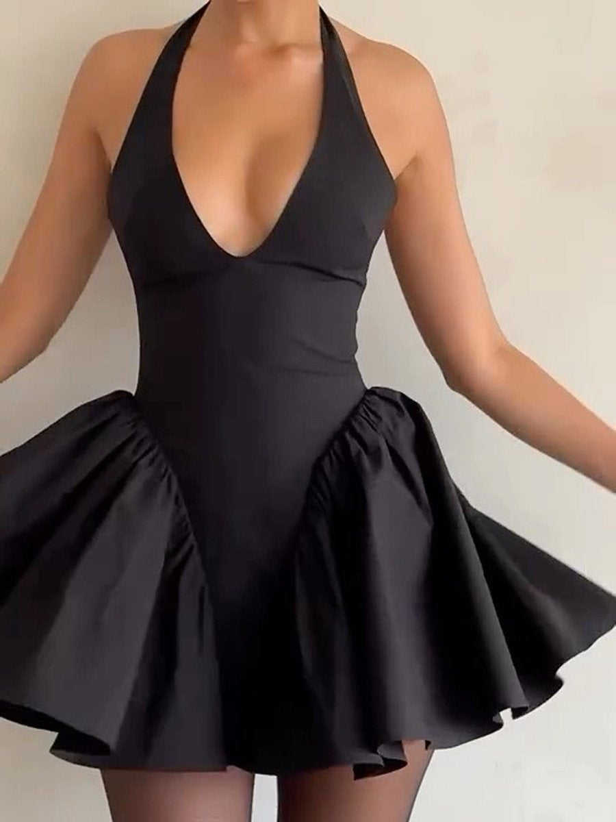 Halter Neck Backless Mini Dress