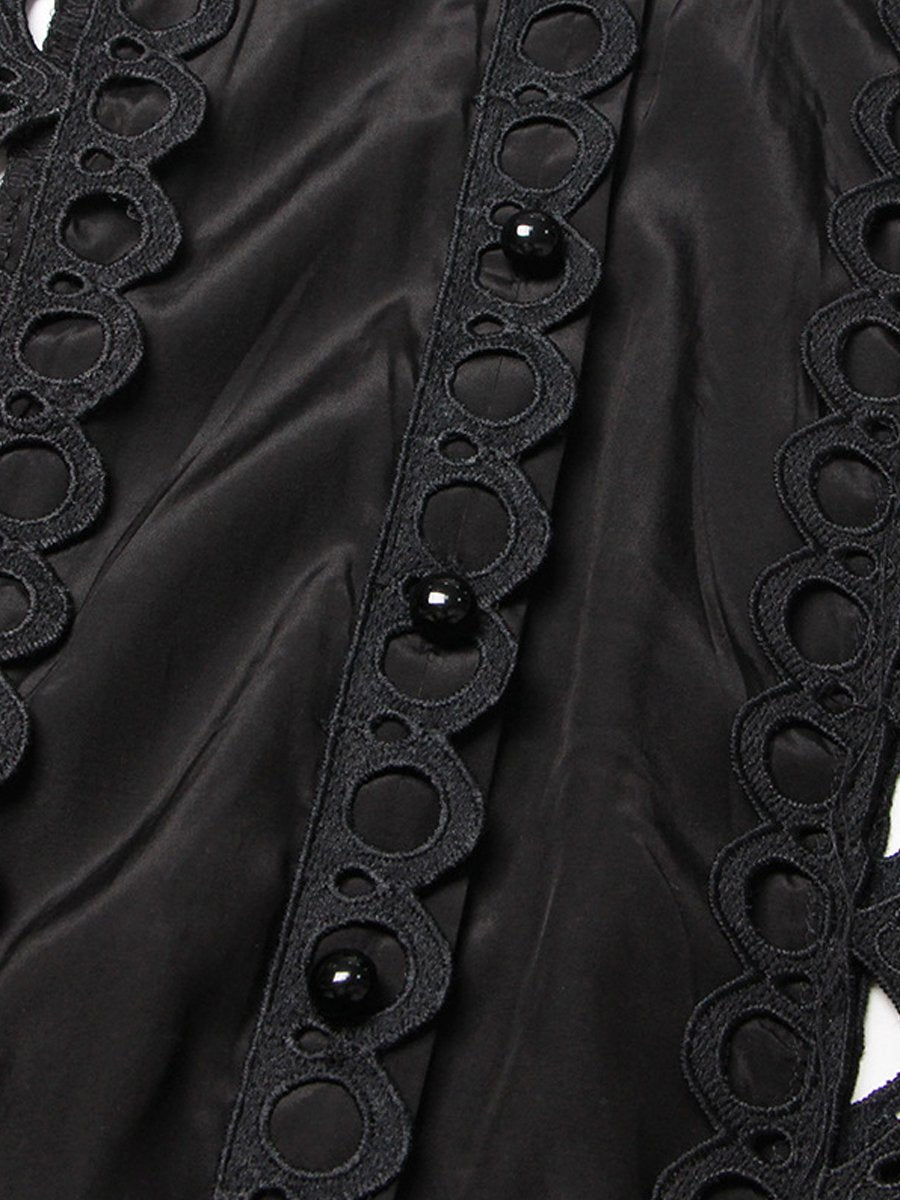 Sleeveless Hollow-out Solid Maxi Dress