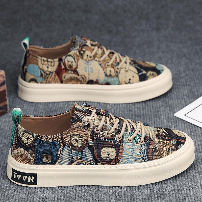 Retro Bear Men's Fashion All-match Sports Flat Shoes