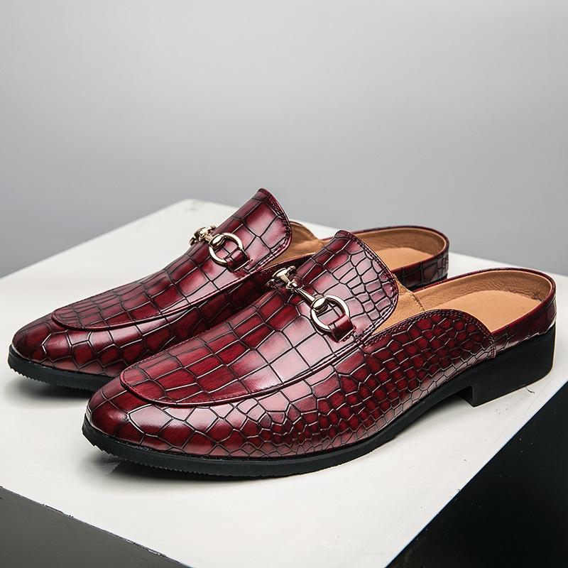 Summer sandals and slippers horseshoe buckle half-slip leather shoes