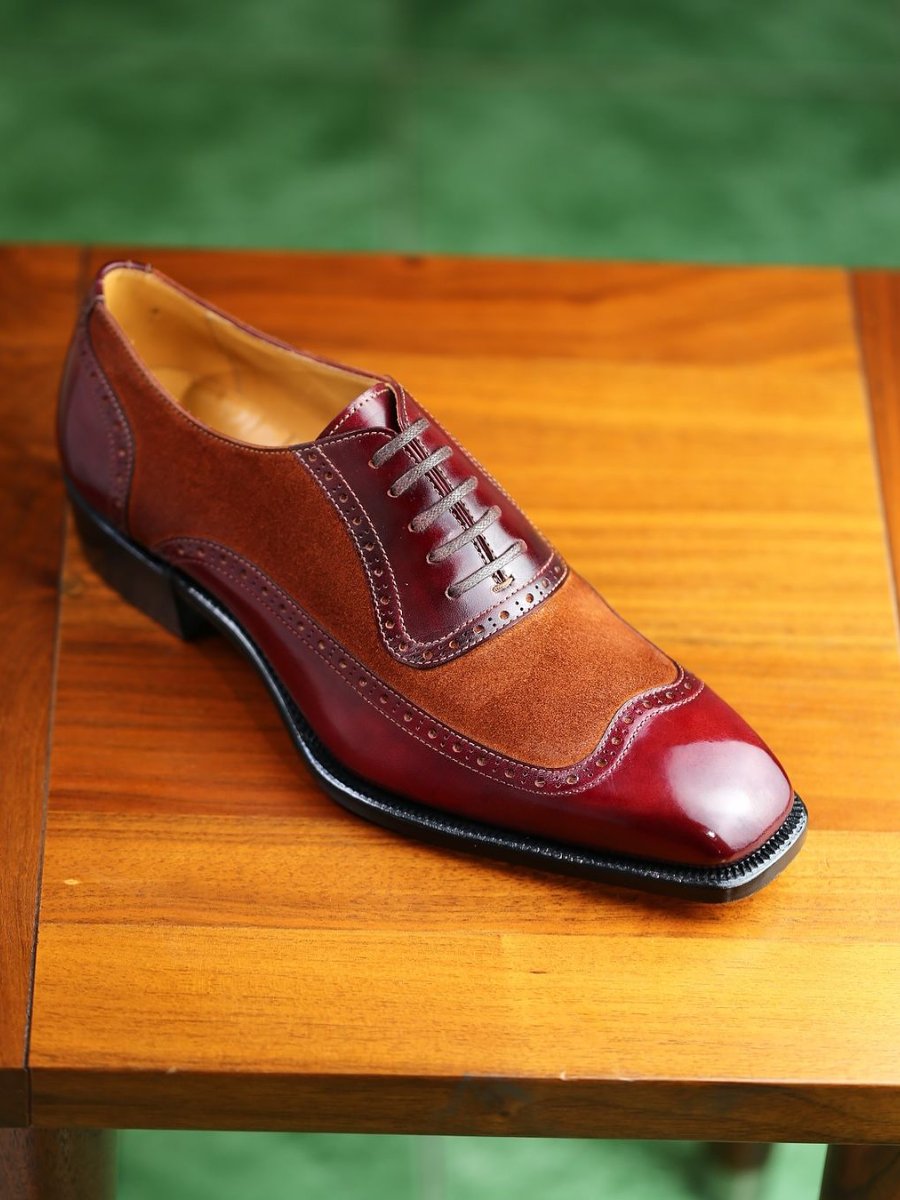Italian Handmade Men's Classic Oxford Shoes - Claret