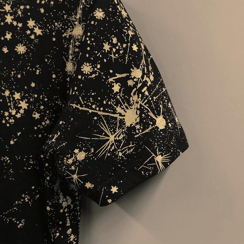Personalized starry sky loose round neck T-shirt