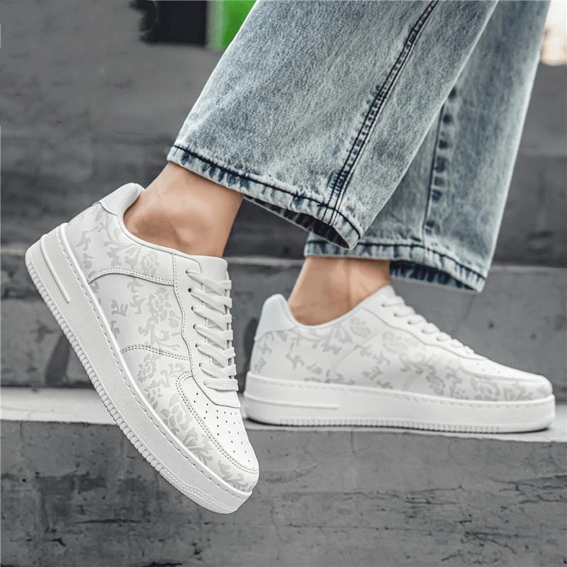 Versatile casual sports breathable thick-soled white flat shoes