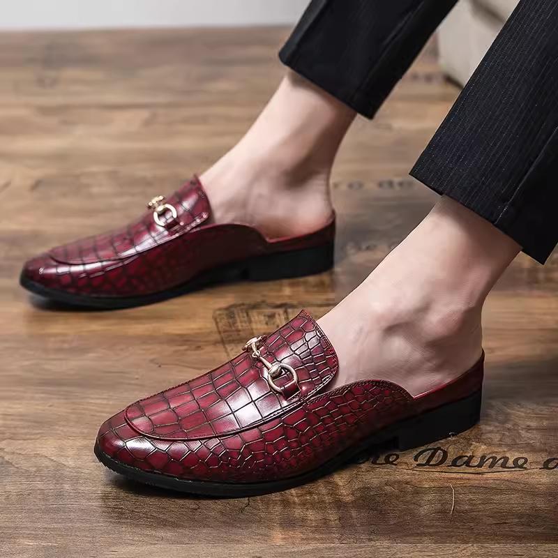 Summer sandals and slippers horseshoe buckle half-slip leather shoes