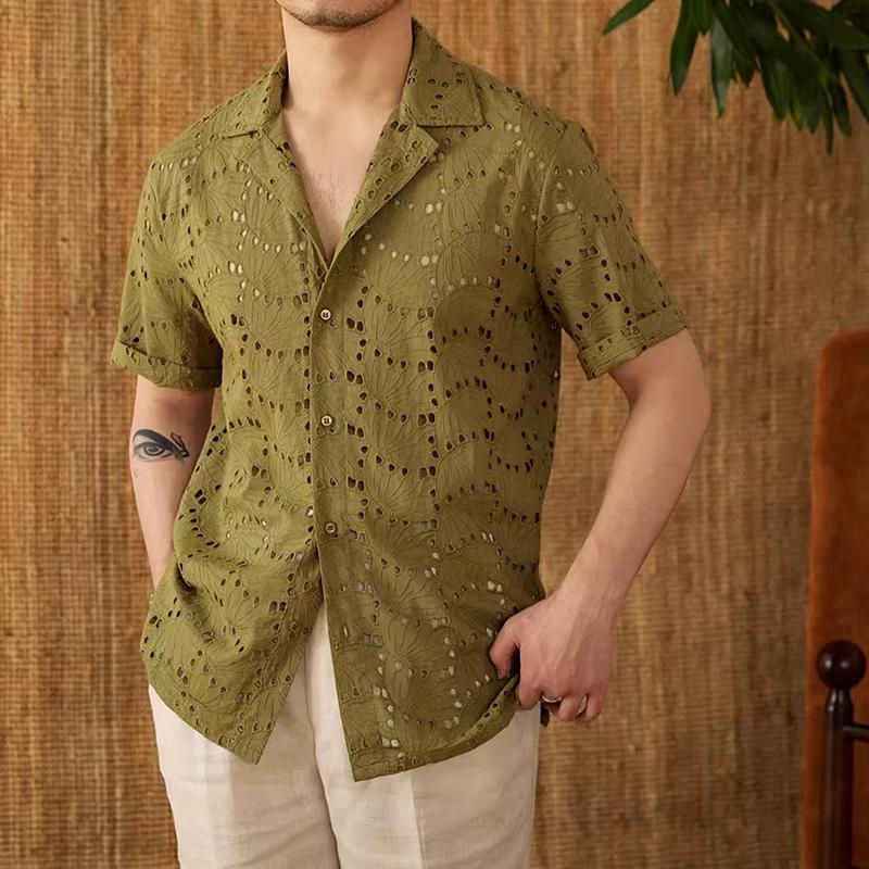 Pure cotton summer thin breathable hollow casual short-sleeved POLO shirt