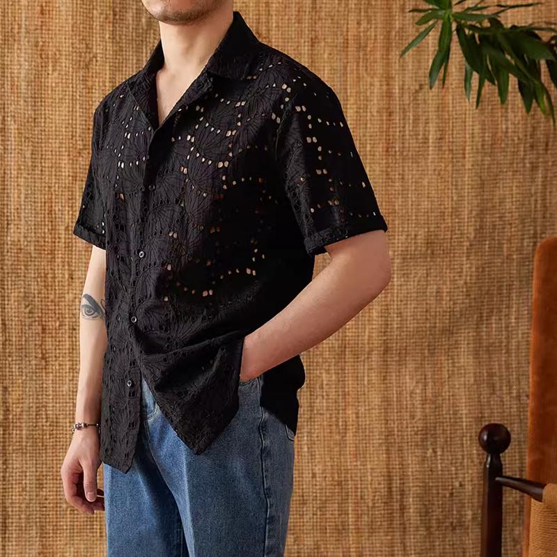 Pure cotton summer thin breathable hollow casual short-sleeved POLO shirt