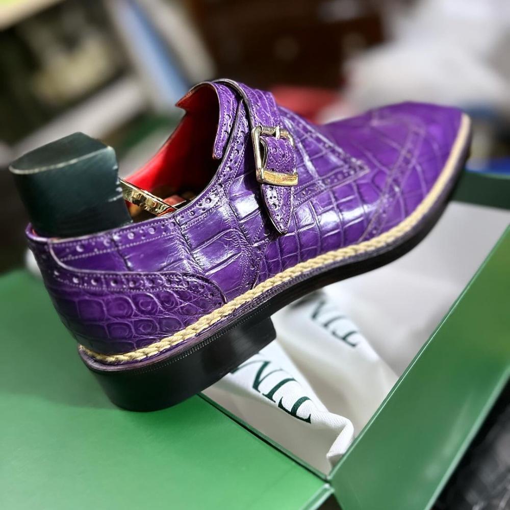 Italian Handmade Formal Carved Single Strap Monk