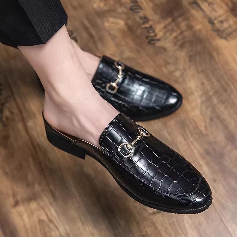 Summer sandals and slippers horseshoe buckle half-slip leather shoes