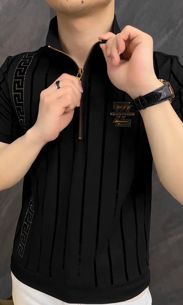 Stand collar hot diamond fashion T-shirt