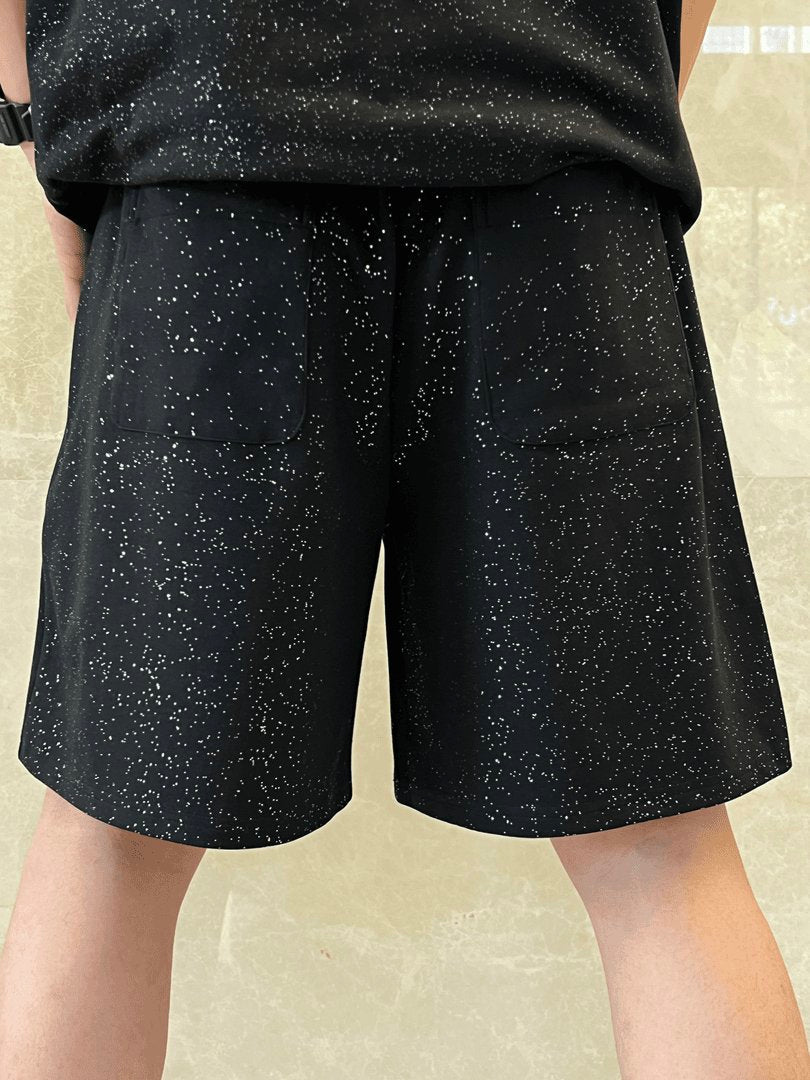 Starry sky tiger head textured T-shirt and shorts 2-piece set