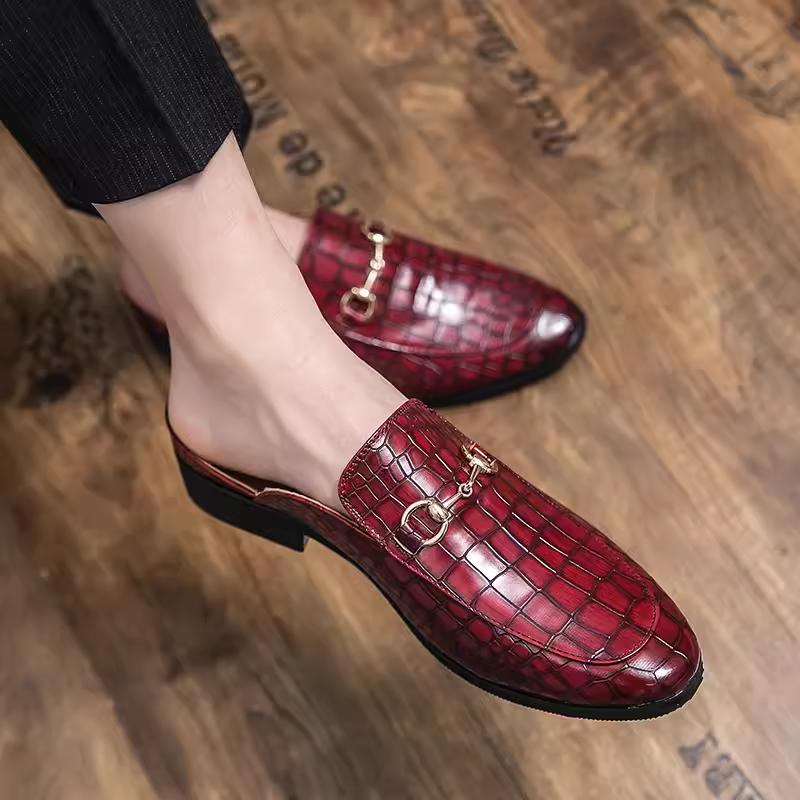 Summer sandals and slippers horseshoe buckle half-slip leather shoes