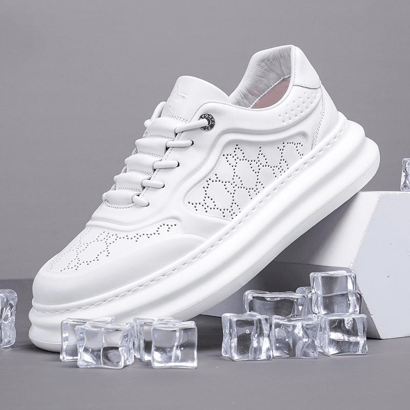 New summer men's shoes heightening slip-on breathable leather casual shoes