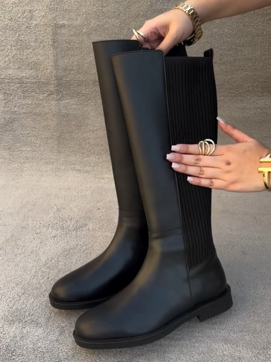 Black Zipper Thigh Boots