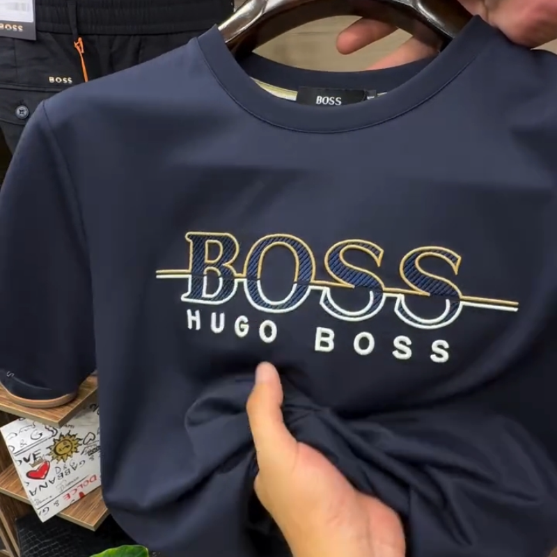 Men's Black Fashion Simple Print Short Sleeve