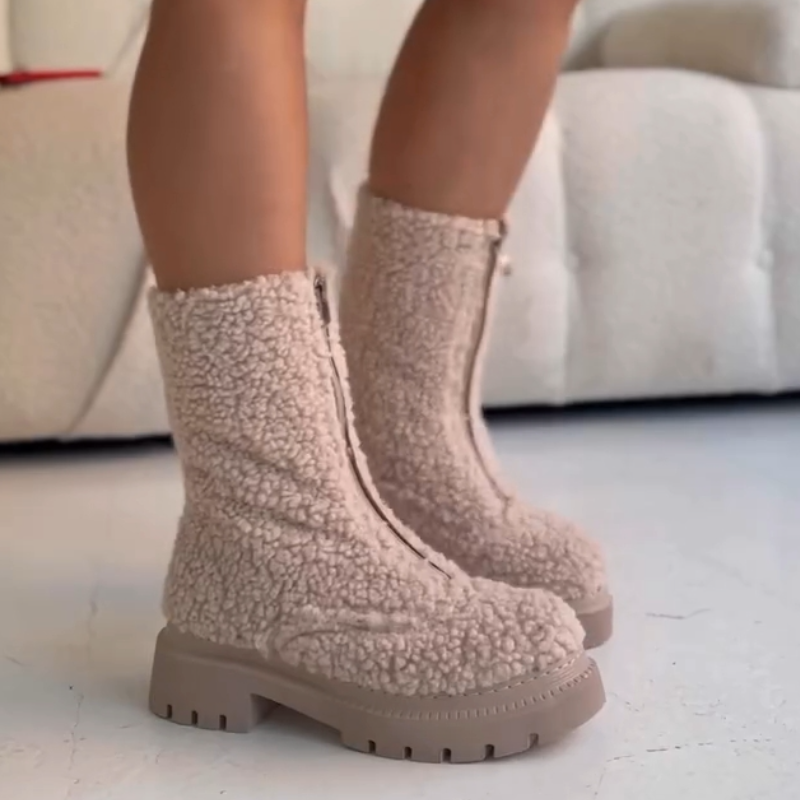 Women's Fleece-Lined Thermal Boots With Zipper