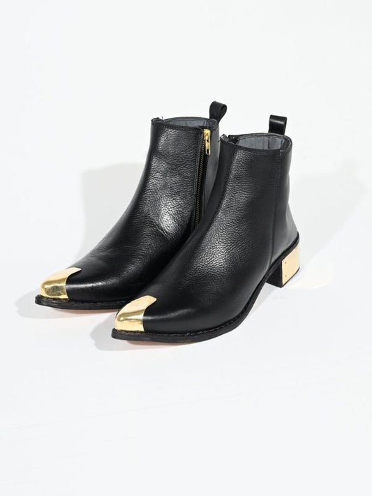 Metallic Detail Leather Chelsea Boots