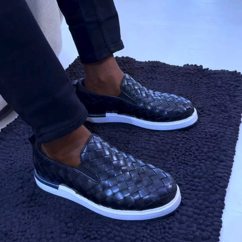 Hand-Woven Men's Leather Loafers