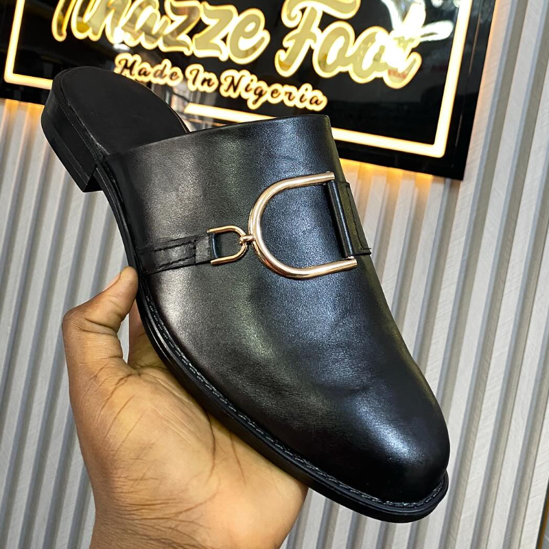 Men's Brass Embellished Half Slippers
