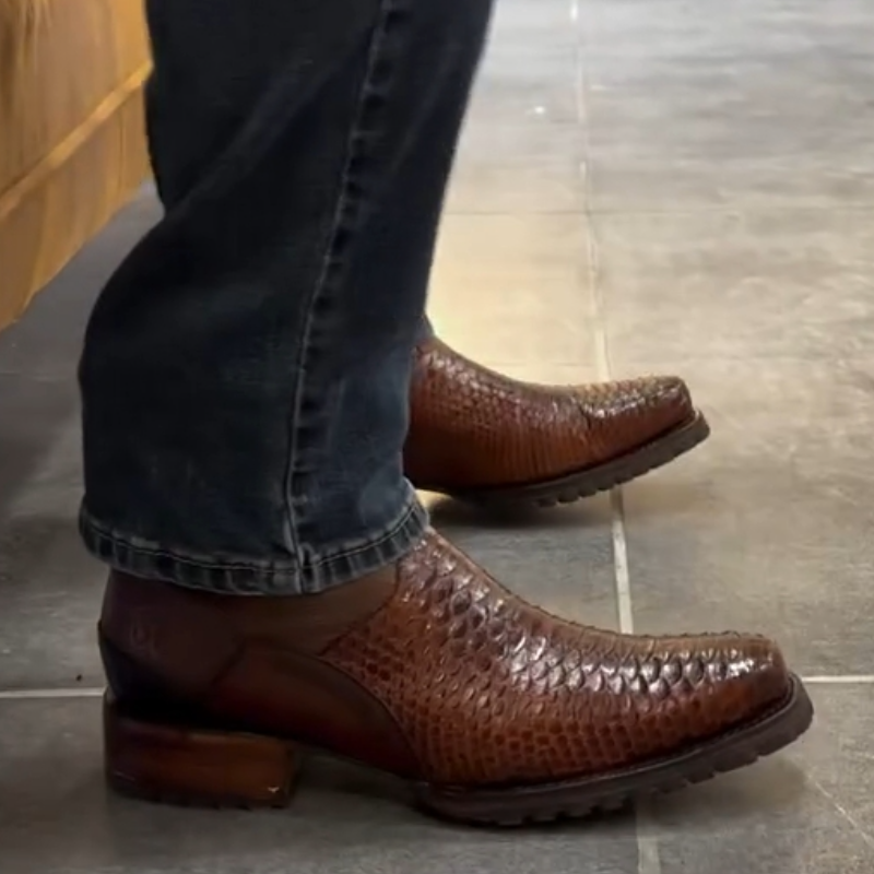 Men's Classic Brown Side-Zip Cowboy Boots