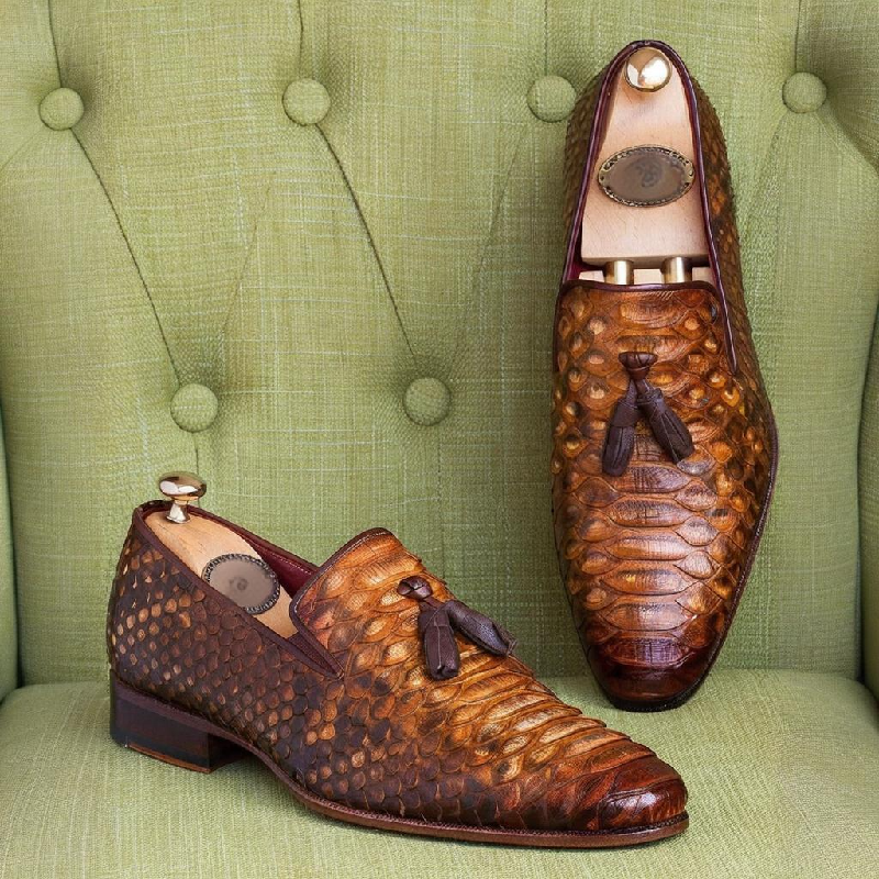 Handmade Men's Crocodile Leather Loafers