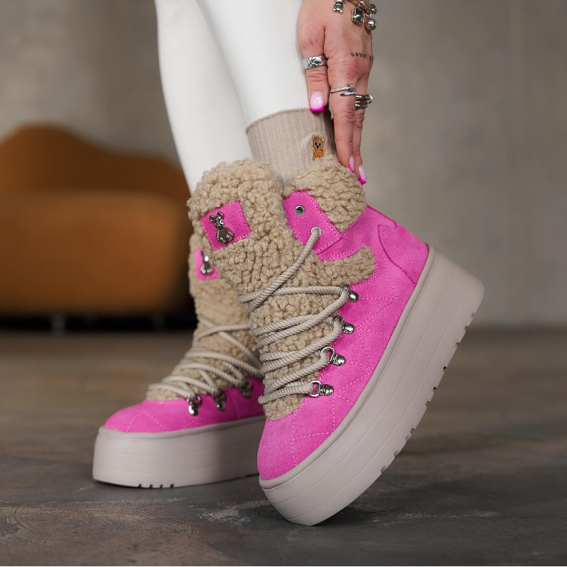 Women's Height-Increasing Lace-Up Fleece-Lined Boots