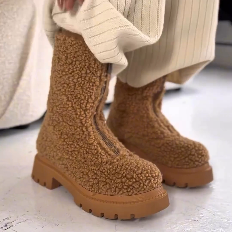 Women's Fleece-Lined Thermal Boots With Zipper