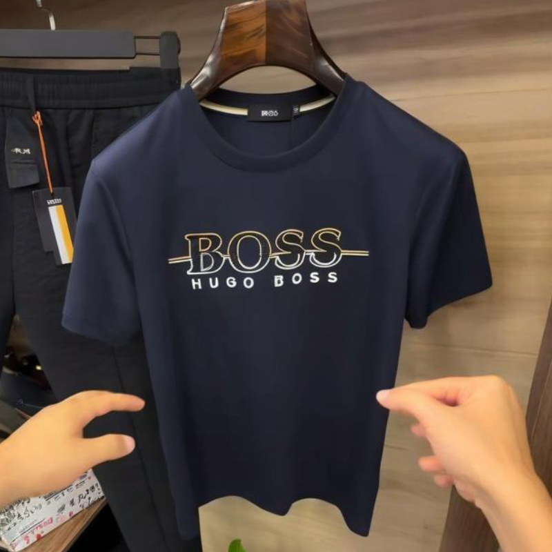 Men's Black Fashion Simple Print Short Sleeve