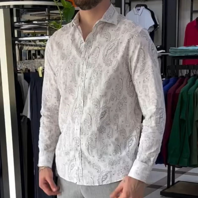 Men's White Printed Casual Shirt