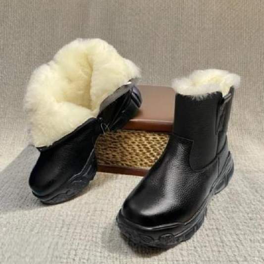 Winter Wool Leather Ankle Boots