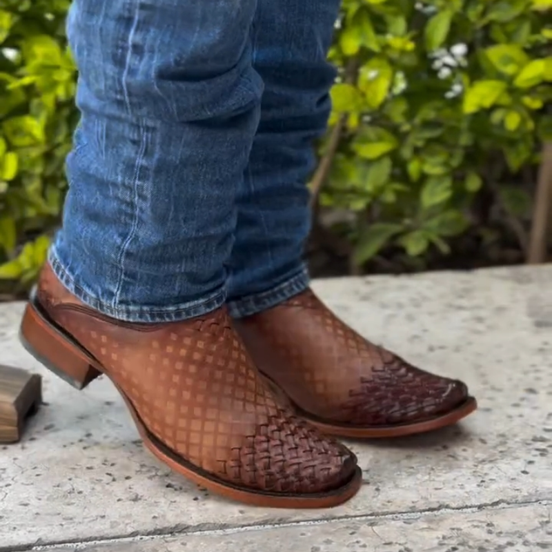 Side-Zip Genuine Leather Cowboy Boots